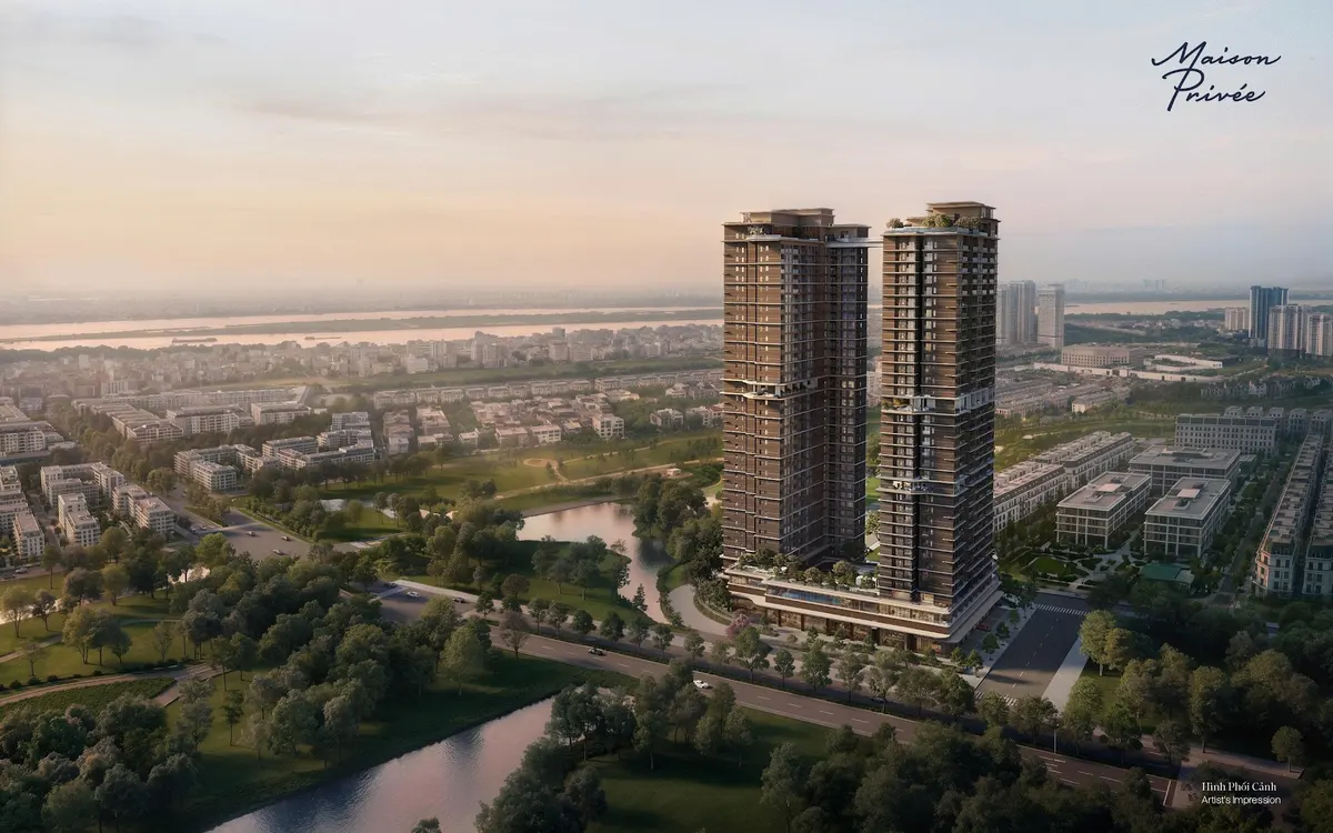 Phối cảnh hai tòa tháp Maison Privée giữa cảnh quan Ciputra