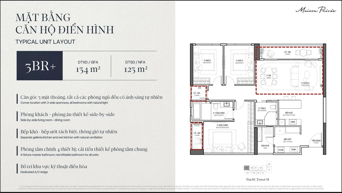 M · 3BR+ — Mặt bằng minh họa