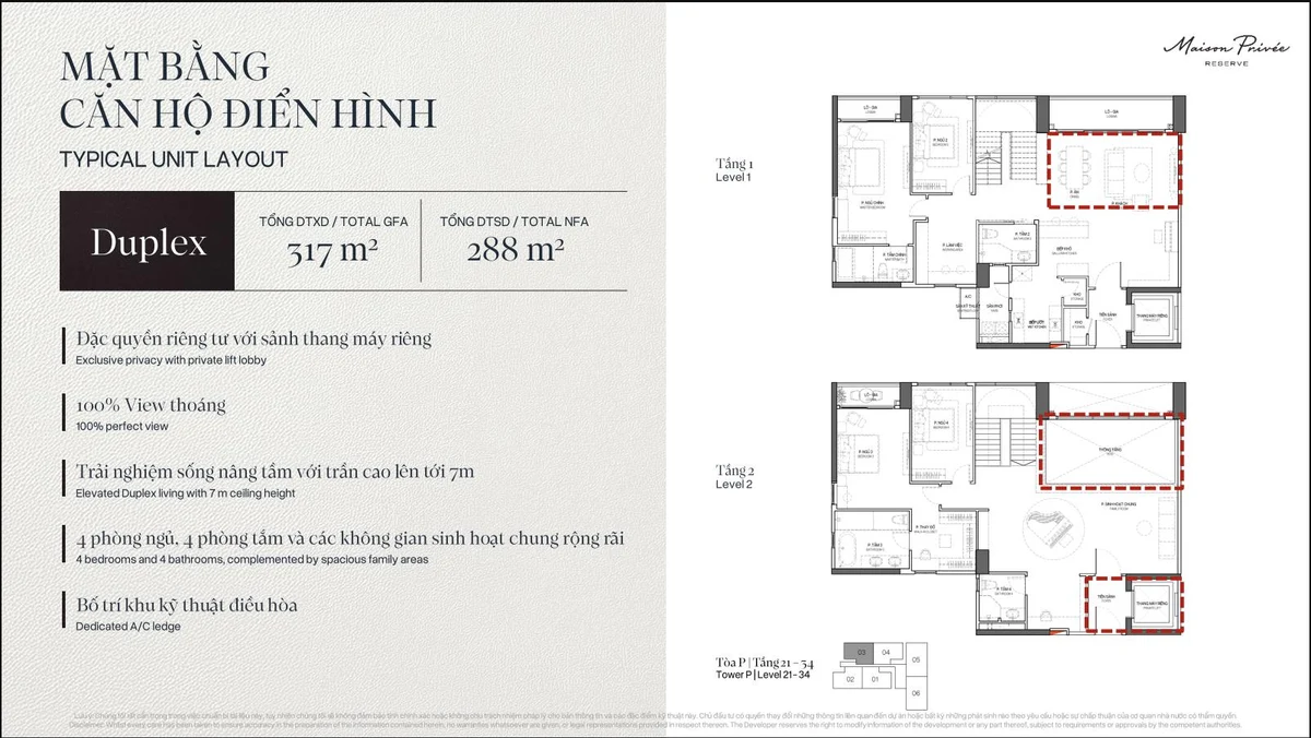 P · Duplex — Mặt bằng minh họa