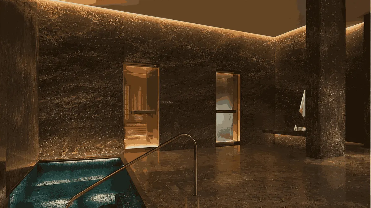 Phối cảnh không gian wellness và sauna tại Maison Privée